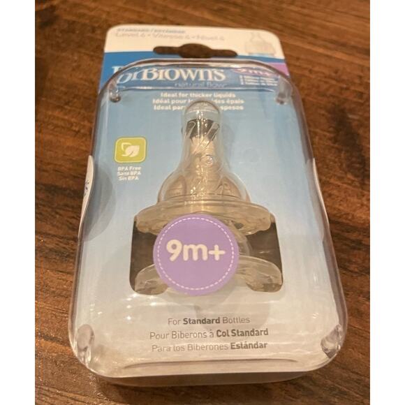 ⭐️ Dr Brown's Standard Level Four 9m+ Silicone Bottle Nipples 3 Packages 2 Each - Picture 1 of 5